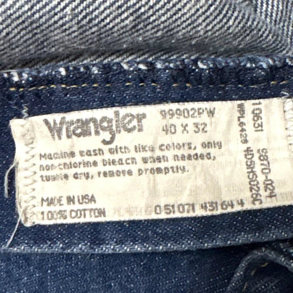 Wrangler Mens Vintage Blue Relaxed Fit‎ Denim Jeans Size 40x32(27.5) Made In USA